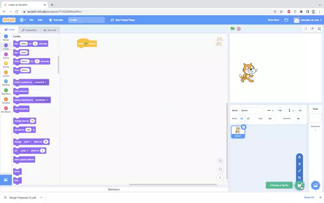 Scratch Lesson 10: Looks Say and Think